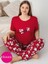 Kadın Bisiklet Yaka Düğmesiz Battal Kesim Viskon Yazlık Kısa Kol Cepli Büyük Beden Pijama Takımı 2