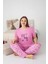 Kadın Bisiklet Yaka Düğmesiz Battal Kesim Viskon Yazlık Kısa Kol Cepli Büyük Beden Pijama Takımı 5