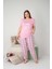 Kadın Bisiklet Yaka Düğmesiz Battal Kesim Viskon Yazlık Kısa Kol Cepli Büyük Beden Pijama Takımı 1