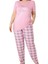 Kadın Bisiklet Yaka Düğmesiz Battal Kesim Viskon Yazlık Kısa Kol Cepli Büyük Beden Pijama Takımı 3