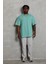Oversize Düz Bisiklet Yaka T-Shirt - Mint Yeşili 4