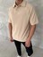 Yakalı Patlı Kısa Kol T-Shirt - Bej 4
