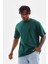 Oversize Düz Bisiklet Yaka T-Shirt - Koyu Yeşili 1