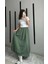 Fileto Cepli Poplin Kumaş Uzun Keten Karışımlı Etek Astarsız (90CM) 2