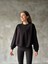 Osy Modal Yumuşak Dokulu Kumaş Bisiklet Yaka Oversize Sweatshirt - Siyah 1