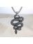 Voyageaccessory Antik Eskitme Paslanmaz Çelik Şifa Simgesi Yılan Kolye / 60 cm Zincirli 2