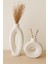 Dekoratif Çizgilli (30 cm ) Beyaz Vazo 2'li Set 2