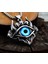 Voyageaccessory Paslanmaz Çelik Kurukafa Detaylı Evil Eye Mavi Göz Kolye / 65 cm Zincirli 1