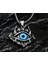 Voyageaccessory Paslanmaz Çelik Kurukafa Detaylı Evil Eye Mavi Göz Kolye / 65 cm Zincirli 2