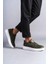 SLW161 Hippo Bağcıksız Cilt Erkek Günlük Sneaker Ayakkabı Bt - Haki 2