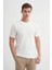4051 Bisiklet Yaka Desenli Erkek T-Shirt Beyaz 1