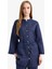 %100 Keten Regular Fit Bağcıklı Uzun Kollu Tesettür Gömlek Tunik D4394AX25SM 5