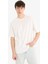 %100 Pamuk Oversize Geniş Kalıp Bisiklet Yaka Basic Düz Kısa Kollu Beyaz Tişört T7037AZ25SM 3