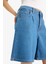 Yüksek Bel Düz Paça Yumuşak Jean Bermuda E0961AX25SM 5