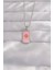 316L Çelik Gümüş Renk Pembe Mineli Güneş Model Tarot Kolye 1