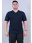 V Yaka Lacivert Kısa Kol Tshirt 2