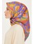 Çiçek Desenli Twill Saf İpek Eşarp 9227D 07 3