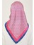 Lacivert - Şeker Pembe Geometrik Desen Tivil İpek Eşarp 9151 - 03 4
