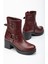 5109-3042 Bordo Toka Aksesuarlı Fermuarlı Kalın Topuklu Günlük Kadın Bot 3