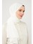 Beyaz Dama Desen Jakarlı Elegance Şal 2