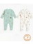 2'li Bebek Tulum Zıbın Takımı | Pamuklu Uzun Kollu Ayaklı Tulum | Unisex Yenidoğan Set 2