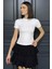 Kadın Bisiklet Yaka Likralı Modal Kumaş Crop Top Bluz P-00016175 1