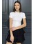 Kadın Bisiklet Yaka Likralı Modal Kumaş Crop Top Bluz P-00016175 2