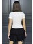 Kadın Bisiklet Yaka Likralı Modal Kumaş Crop Top Bluz P-00016175 3