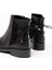165-209 Siyah Arka Bağcık Aksesuarlı Fermuarlı Günlük Kadın Bot 4