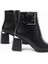 DNZ-400 Siyah Toka Aksesuarlı Topuklu Fermuarlı Günlük Kadın Bot 4