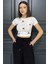 Kadın Bisiklet Yaka Fiyonklu Kaşkorse Crop Top Bluz P-00016174 1