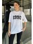 Kadın Ön Baskılı Oversize Bisiklet Yaka Tişört P-00016173 1