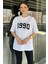 Kadın Ön Baskılı Oversize Bisiklet Yaka Tişört P-00016173 2