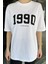 Kadın Ön Baskılı Oversize Bisiklet Yaka Tişört P-00016173 4
