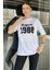 Kadın Ön Baskılı Bisiklet Yaka Oversize Tişört P-00016171 2