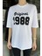 Kadın Ön Baskılı Bisiklet Yaka Oversize Tişört P-00016171 4