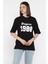 Kadın Ön Baskılı Bisiklet Yaka Oversize Tişört P-00016171 2