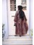 Leopar Desenli Bordo Tesettür Elbise 52942BR 3