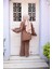 Düğmeli Camel Modal Kumaş Tesettür Ikili Takım 30264C 3