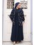 Desenli Lacivert Tesettür Ikili Kimono Takım 12892L 3