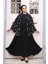 Desenli Siyah Tesettür Ikili Kimono Takım 12892S 1