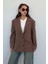 Kahverengi Keten Blazer Kadın Ceket MG2443 1
