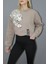 Baskılı Crop Sweat Taba - 211.502. 1