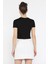 Kadın Bisiklet Yaka Baskılı Crop Top Tişört P-00016111 4