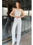 Kadın Sıfır Kol Crop Top Bluz Pantolon Ikili Takım P-00016085 2