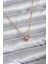 316L Çelik Zincir Gold Renk Pembe Zirkon Taşlı Charm Kadın Kolye 1
