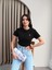 Teddy Bear Nakışlı Crop T-Shirt 1