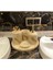 Perla- Doğal Bej Mermer Banyo Seti- 5 Parça- Gold Yaprak Detaylı 1