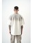 Erkek Res Studio Yazılı Oversize T-Shirt Ekru 3