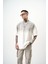 Erkek Res Studio Yazılı Oversize T-Shirt Ekru 4